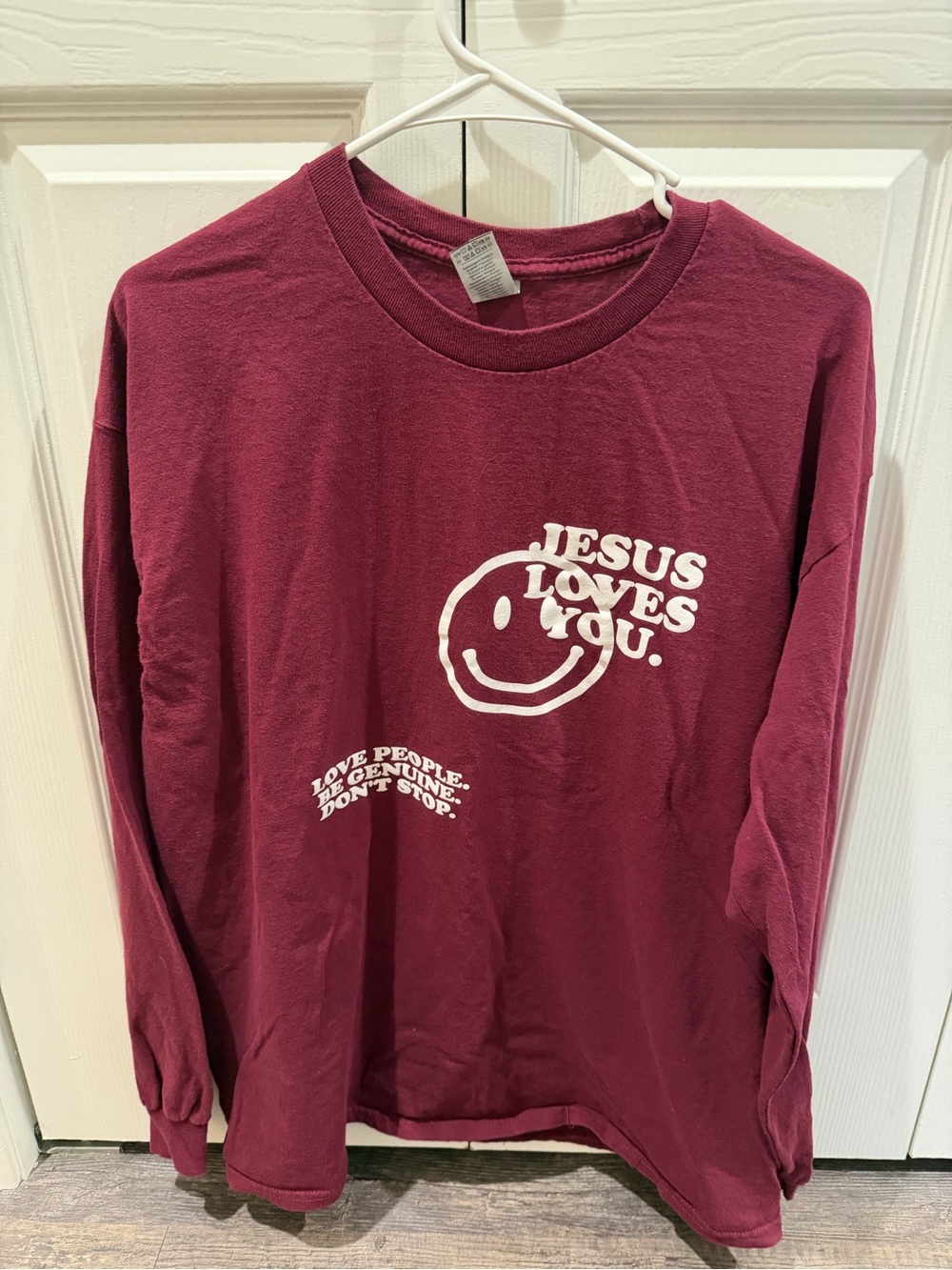 Burgandy Jesus Love You Co. Long Sleeve T-Shirt Tee Unisex